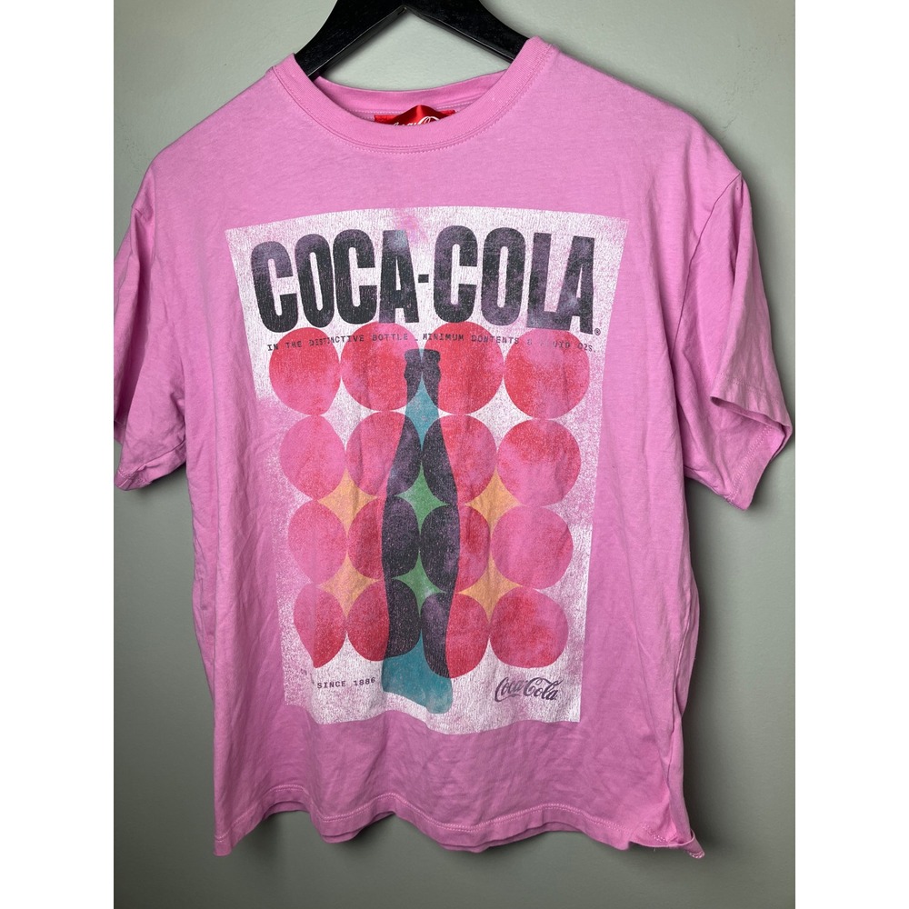 Coca-Cola Pink Graphic T-Shirt Short Sleeve Retro Bottle Print Medium 00-7948COK
